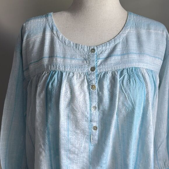 Poetry Women’s Peasant Striped Cotton Blend Blouse Blue Size 16 - Picture 12 of 12